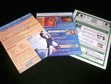 Impresión offset full color de folletos para diversas entidades educativas.
